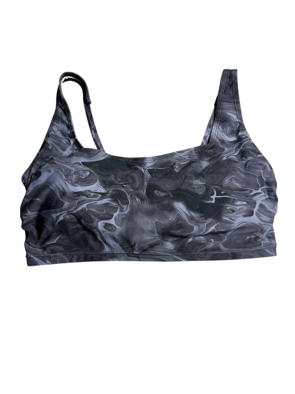 Black Marble-Pattern Low-Impact Sports Bra